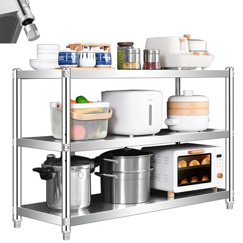 Stainless Steel Prep Table, Metal Commercial Kitchen Table with Adjustable Under Shelf and Table Foot for Restaurant, Home and Hotel (Size : 100x60cm/39x24in)