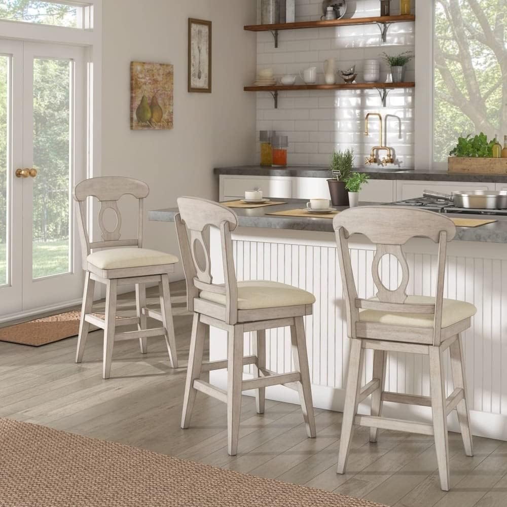 Farmhouse Style Antique White Color Dining Chairs Set of 2 Size: 22 in. D X 22 in. L X 22 in. W X 47 in. H, Wood Material | All Season Pretty Ivory Shade, Armless Decorative Back, Durable and Sturdy