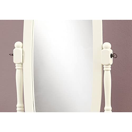 Monarch Solid Wood Oval Cheval Mirror, Antique White