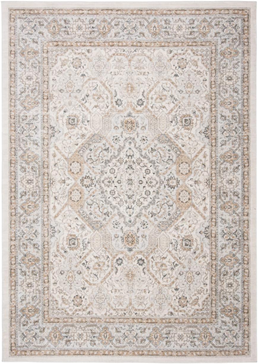 SAFAVIEH Isabella Collection Area Rug - 10' x 14', Cream & Beige, Oriental Design, Non-Shedding & Easy Care, Ideal for High Traffic Areas in Living Room, Bedroom (ISA916B)