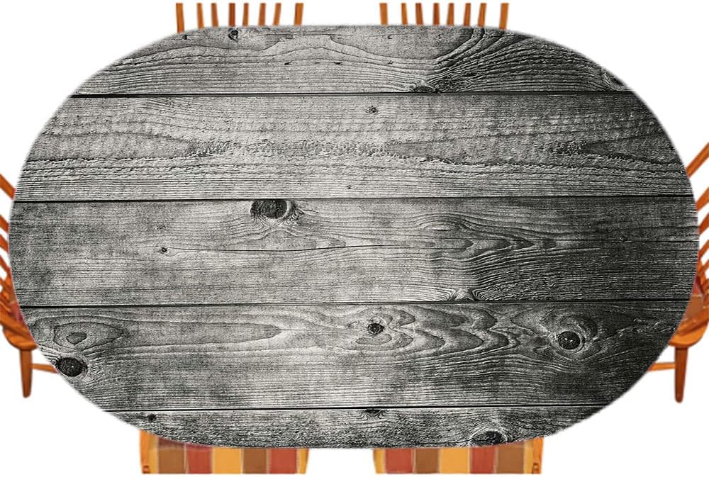 Dark Grey Fitted Table Cover, Ombre Style Wooden Planks Rustic Timber Oak Wall Rough Texture Image, Indoor/Outdoor Tablecloth, Patio and Kitchen Dining, Fits 48