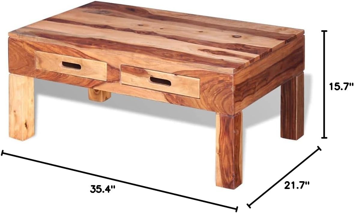 Coffee Table,for Living Room Design Home Furniture Coffee Table for Living Room,for Living Room,Home Office,Bedroom,Easy Storage,Coffee Table Solid Sheesham Wood