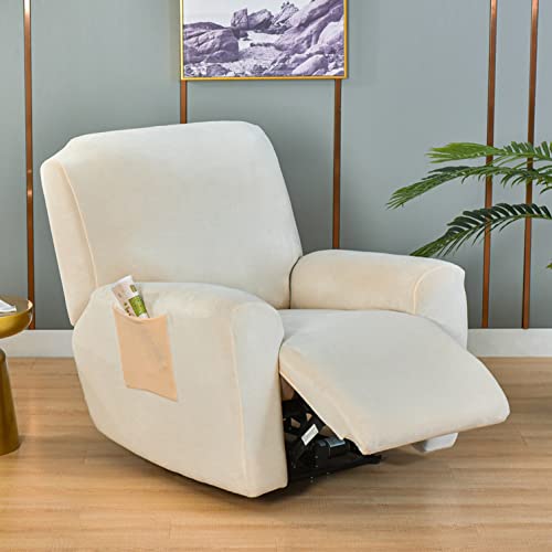 Luxurious Velvet Lazy Boy Recliner Cover, 4 Pieces Recliner Slipcover High Stretch Recliner Couch Cover with Side Pocket Washable Furniture Protector for Living Room -Purple-One Size