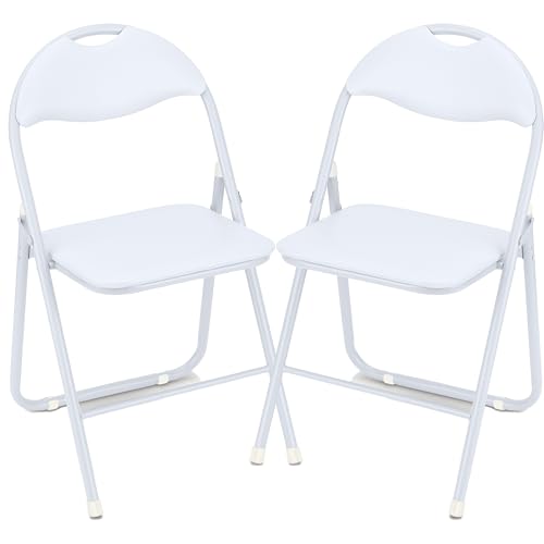 Folding Chairs 4 Pack with Cushion, Outdoor & Indoor Event Portable Metal Folding Chairs with Non-Slip Feet Pads Stackable Chairs, Black