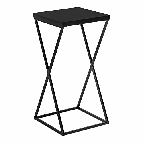 Kate and Laurel Elix Modern Farmhouse Wood and Metal Accent Drink Table for Display and Home Decor, 12x12x24, Black