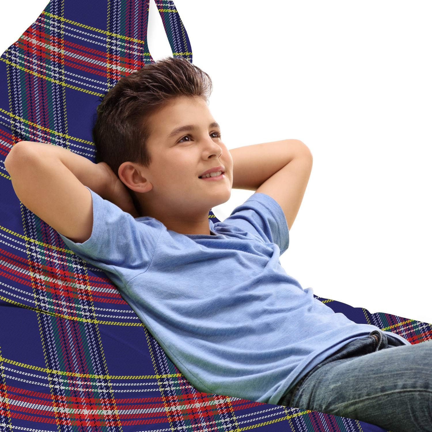 Ambesonne Plaid Lounger Chair Bag, Old Fashioned Scottish Tartan Country Style Geometric Look Abstract Arrangement, High Capacity Storage with Handle Container, Lounger Size, Multicolor