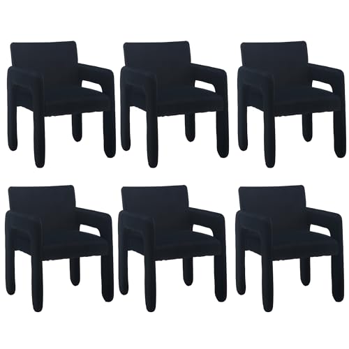 Shunzhi Modern Dining Chairs Set of 4 Linen Upholstered Dining Room Chairs Fabric Accent Chairs with Arms Comfortable Kitchen Chairs Side Chairs with Back for Dining Room/Living Room, Beige