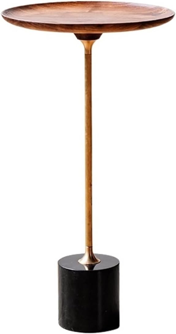 Mobile Side Table Wooden Coffee Table Corner Table Living Room Walnut Brass Round Side Table Round Small Table Sofa End Table