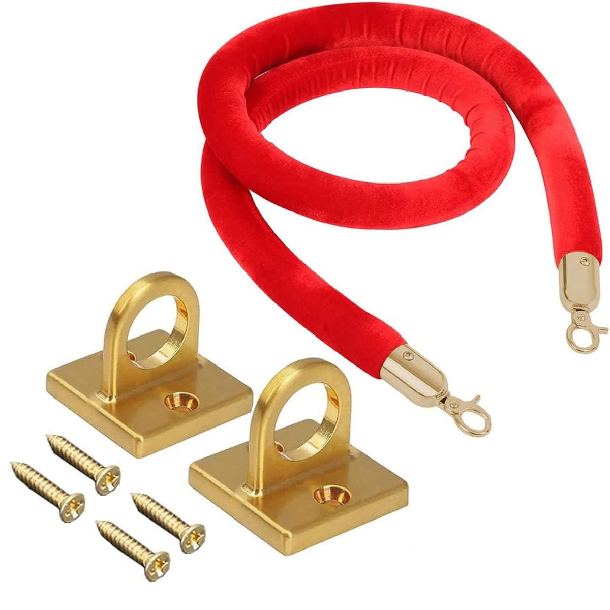 Velvet Rope Wall Mounted, Hanging Barriers Rope with 2 Wall Hooks Kits, Post Stanchion Queue Hanging VIP Rope for Movie Theaters & Red Carpet Event Crowd Control Stanchion Rope, 3Ft-13Ft(D1,2.1m/7ft)