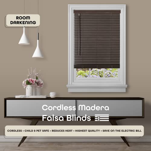 Cordless Room Darkening Plantation Blind - 33 Inch Width, 64 Inch Length, 2