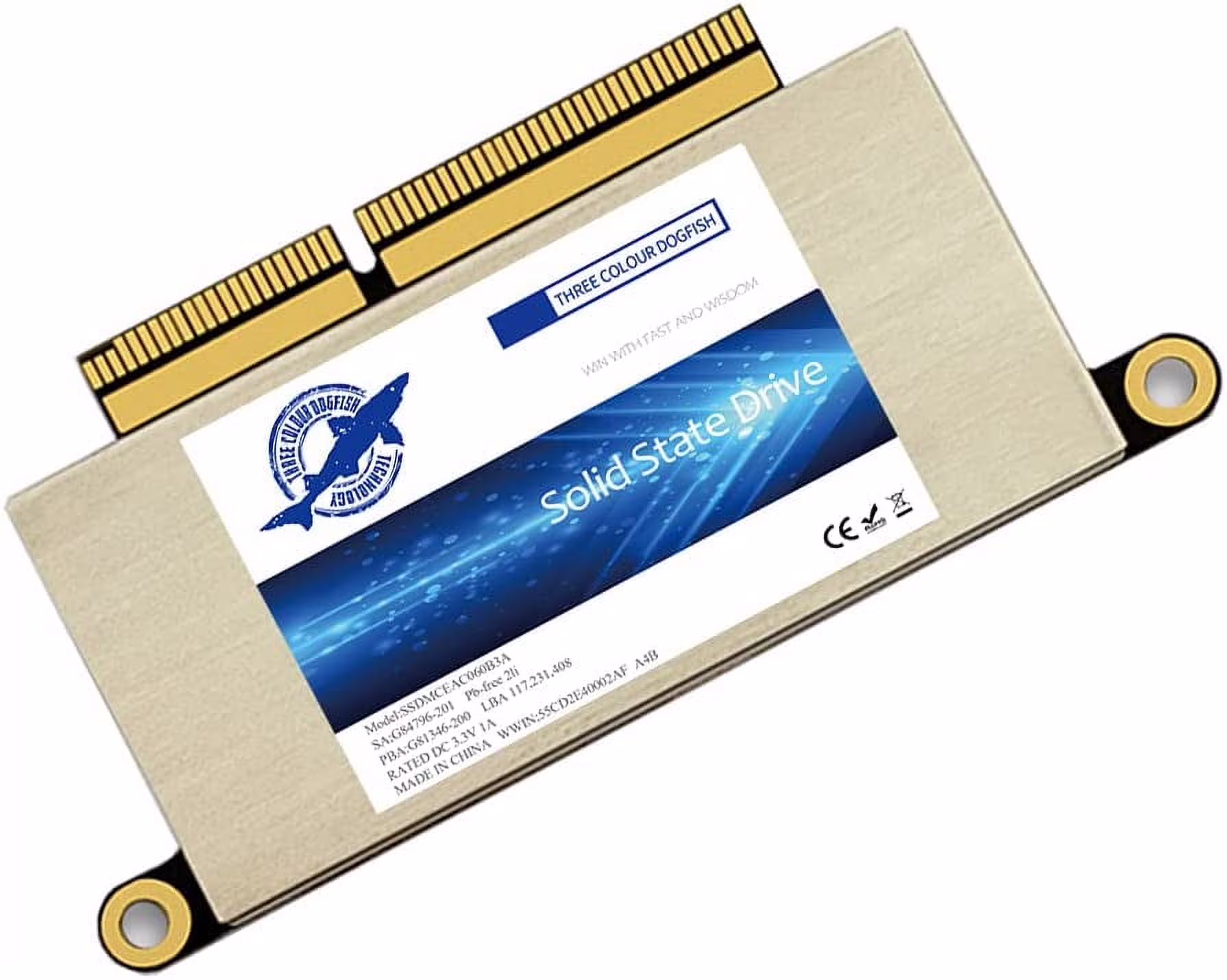 Dogfish 256GB SSD for MacBook PCIe Gen3x4 M.2 NVMe, Internal Solid State Drive Upgrade for MacBook Pro A1708 (2016-2017)