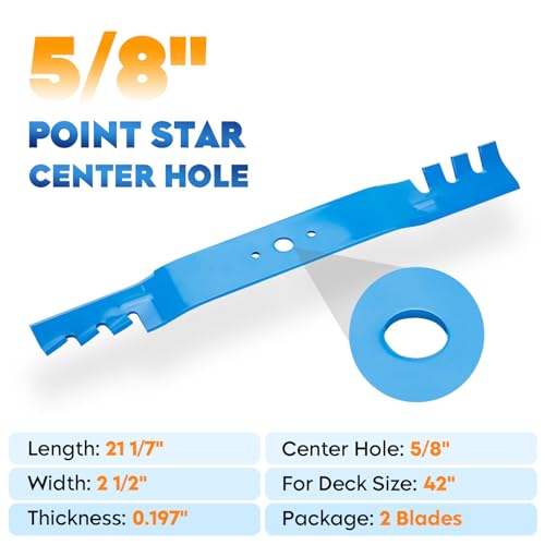 AEagle Mower Mulching Blade for 759-3830 42 inch Deck Cub Cadet LT1042 LT1018 LT2042 LT2180 Z42 GT2542 Z-16 Z-165 Replaces 742-3033 742-04101 759-04081 742P3033 Toothed 2 Pack