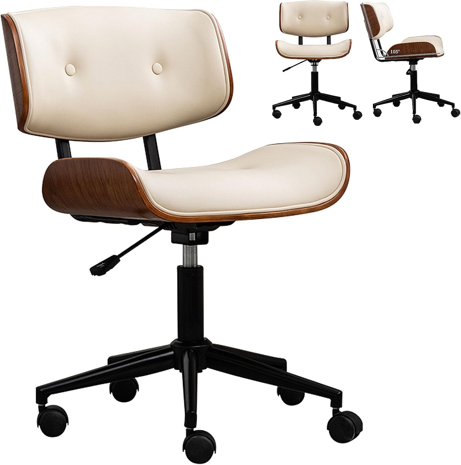 Home Office Chair PU Leather Ergonomic Desk Chair Height Adjustable Swivel Task Chair, Computer Executive Chair for Home Office Living Room Study