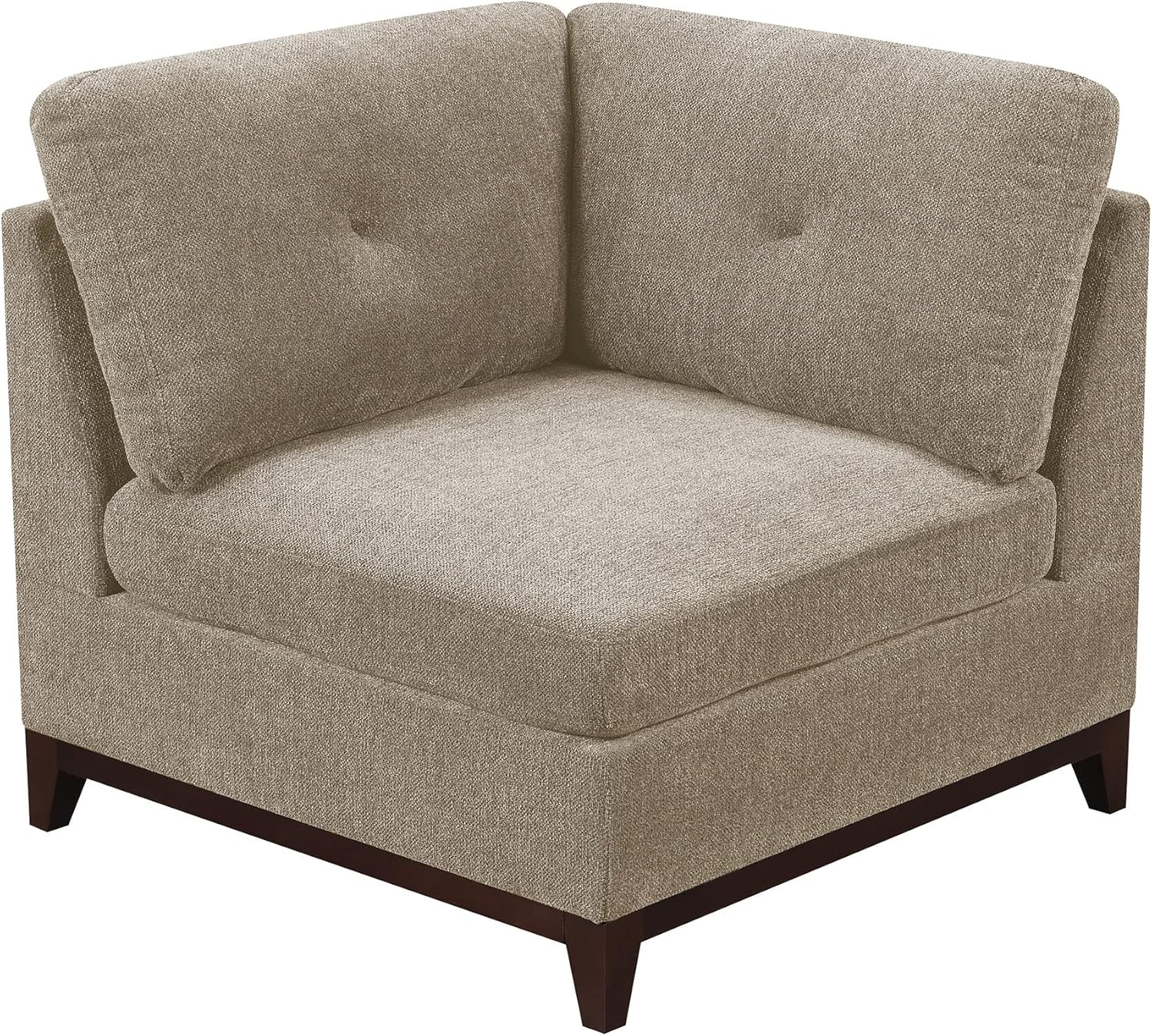 CHARMMA Modular Living Room Furniture Corner Wedge Camel Chenille Fabric 1pc Cushion Wedge Sofa Couch Exposed Wooden Base