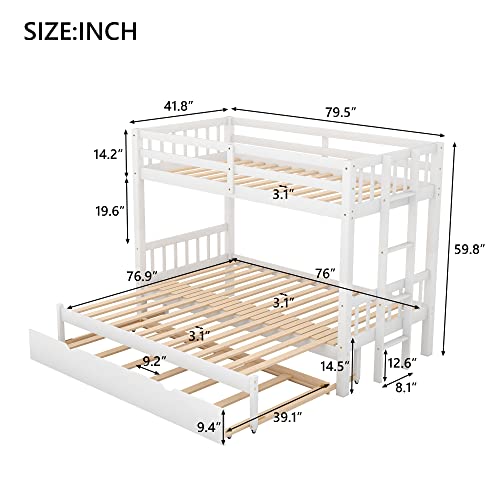 NicBex Twin Over Twin Bunk Bed with Ladder and Trundle,Loft Bed with Drawer,Can Be Divided into A Captain Bed with 3 Drawers and A Single Bed,Solid Wooden Bunk Bed Frame,Space-Saving,Black