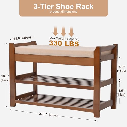 Shoe Rack for Front Door Entrance, Entryway Bench with Coat Rack, Hall Tree with Coat Rack, Shoe Bench Storage Bench with Coat Rack, Shoe Rack Organizer for Entry, Hallway, Bedroom, Living Room