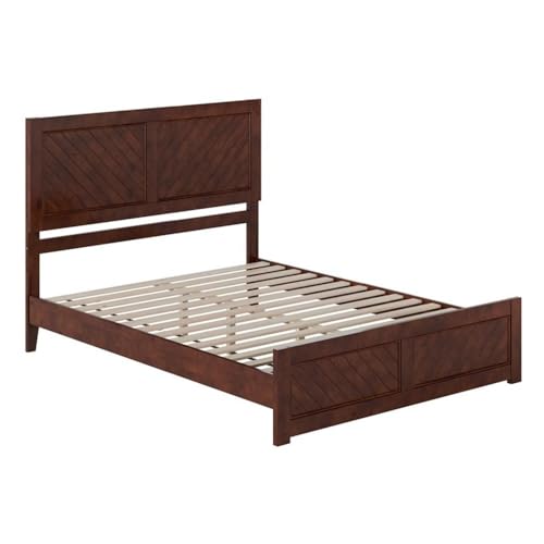 AFI, Berkshire Queen Solid Wood Low Profile Platform Bed with Matching Footboard, Walnut