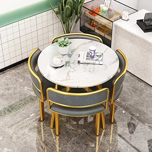HORV Coffee Table Negotiation Table Round 80cm Table and Chair Set Conference Reception Table Dining Table Small Training Seminar Table Apartment Study Balcony Kitchen Hotel Office Lounge (Color : DA