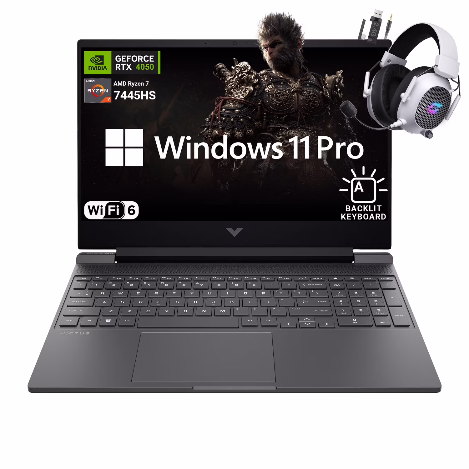 HP Victus 15.6" FHD 144Hz Gaming Laptop - AMD Ryzen 7 7445HS, 64GB RAM, NVIDIA RTX 4050 GPU, 2TB SSD, Backlit Keyboard, Wi-Fi 6E, Bundle with Mytrix Accessorie, Mica Silver, Windows 11 Pro