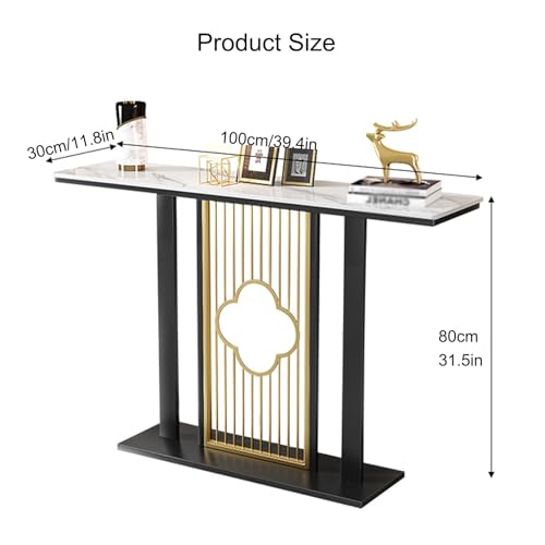 Console Table for Entryway, Modern Line Frame, Rectangle Narrow Accent Foyer Table, Modern Accent Sofa Table with Gold Decor for Living Room/Hallway/Foyer(Gold)