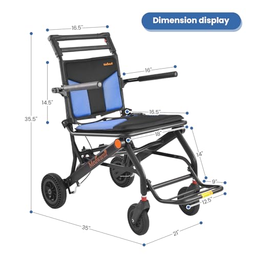 Lightweight Wheelchairs with Handbrake, Weights Only 23lbs, Compact Portable Wheelchair, Folding Transport Wheelchair for Adults & Kids, Sliver (11