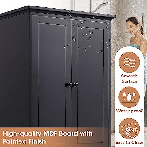 Harper & Bright Designs Storage Cabinet, 68.1 Inch Freestanding Floor Bathroom Storage Cabinet with 2 Doors and 4 Drawers for Bathroom, Office, Living Room (Grey)