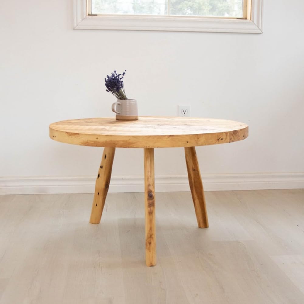 Recycled Wooden Tripod Table, Circle Top Coffee Table, Maximalist Furniture, Farmhouse Coffee Table, Modern Contemporary Living Room Furniture, 30