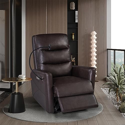 Recliner Chair with Power function Zero Gravity Recliner, Full Head & Lumbar Support, Easy Control, Single Sofa for Small Space, Living Room, Bedroom, Apartment (Brown)