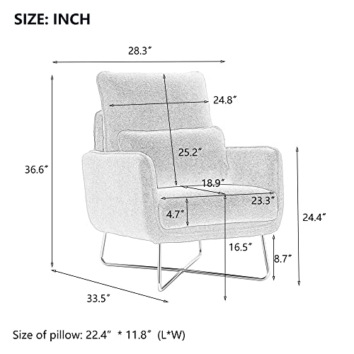 LZ LEISURE ZONE Modern Comfy Leisure Accent Chair, Teddy Short Plush Particle Velvet Armchair with Lumbar Pillow,Leisure Living Room Chair,Single Sofa Chair