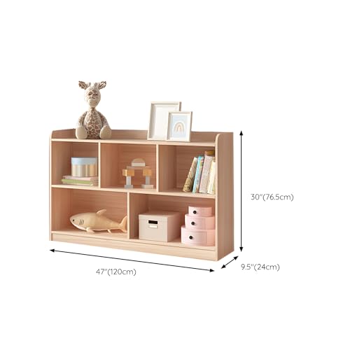 LITFAD Freestanding Kids Bookshelf Nordic Home Kids Storage Cubby Solid Wood Cubby Storage Bookcase Kindergarten Storage Cabinet Modern Display Shelf - Pine 79