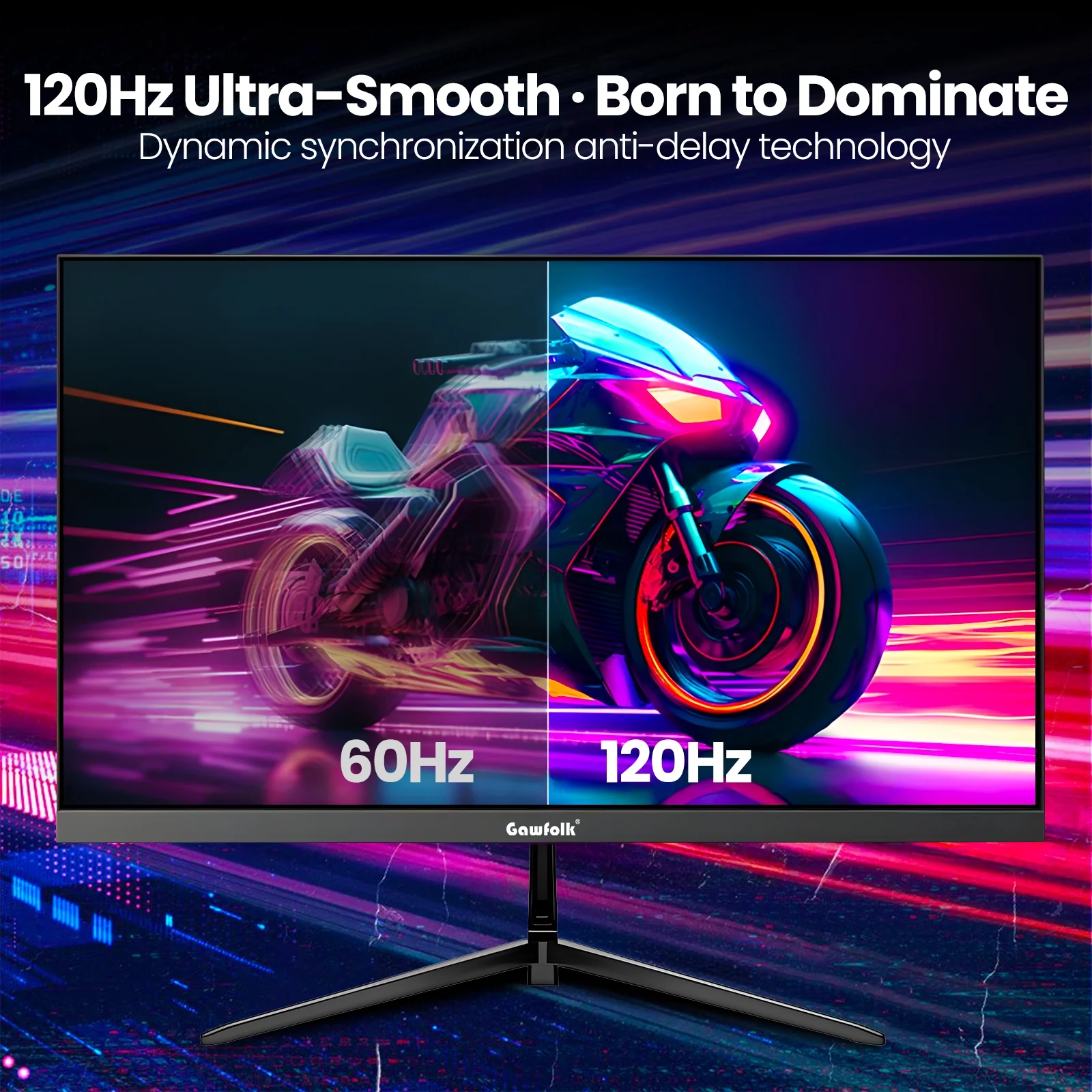 Gawfolk 27 Inch Gaming Monitor QHD IPS 120Hz , AMD FreeSync, 120% sRGB, HDMI 2.0.