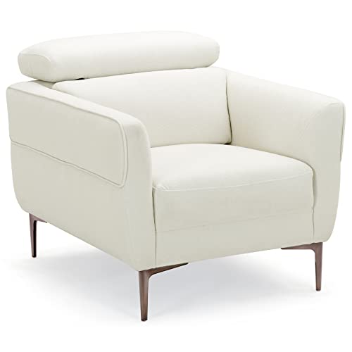 Giantex Couch, Upholstered Loveseat with Lift-up Headrest and Metal Legs, Comfy Cushion CertiPUR-US Sponge, 2-Seat Sofa for Living Room Apartment Studio Condos, White