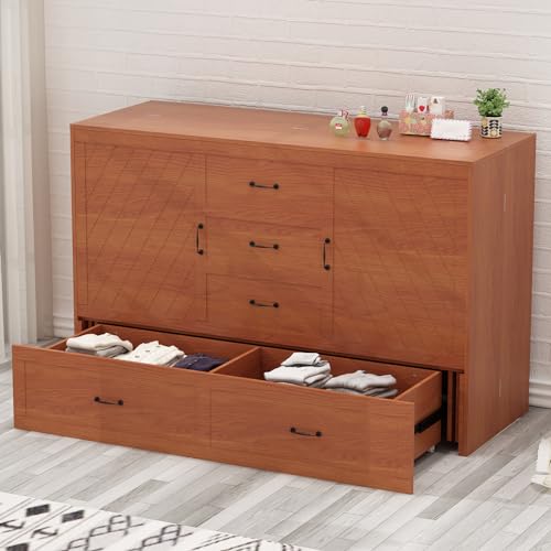 Murphy Bed, Queen Size Cube Cabinet Bed with 3 Level Foldable Memory Foam Mattress, Space-Saving Folding Bed with Charging Station & Drawer for Bedroom(White)