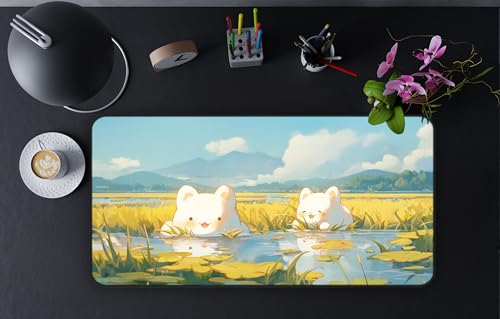 Chibi Animals Desk Mat, Cute Anime Mouse Pad, Cute Gaming Desk Pad, Gifts for Anime Lovers, Cute Desk Decor Stationery Set Up (15.5
