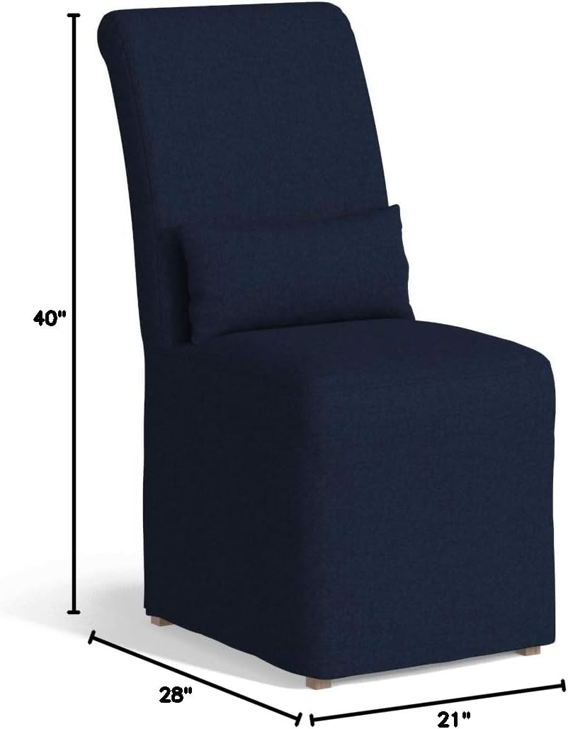 Sunset Trading Slipcovered Upholstered Dining Chair, Performance Fabric Navy Blue