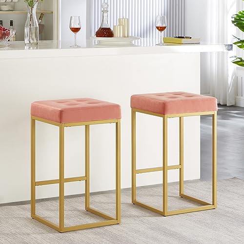 24KF Contemporary Counter Height Bar Stool Set of 2 for Kitchen Island, 26