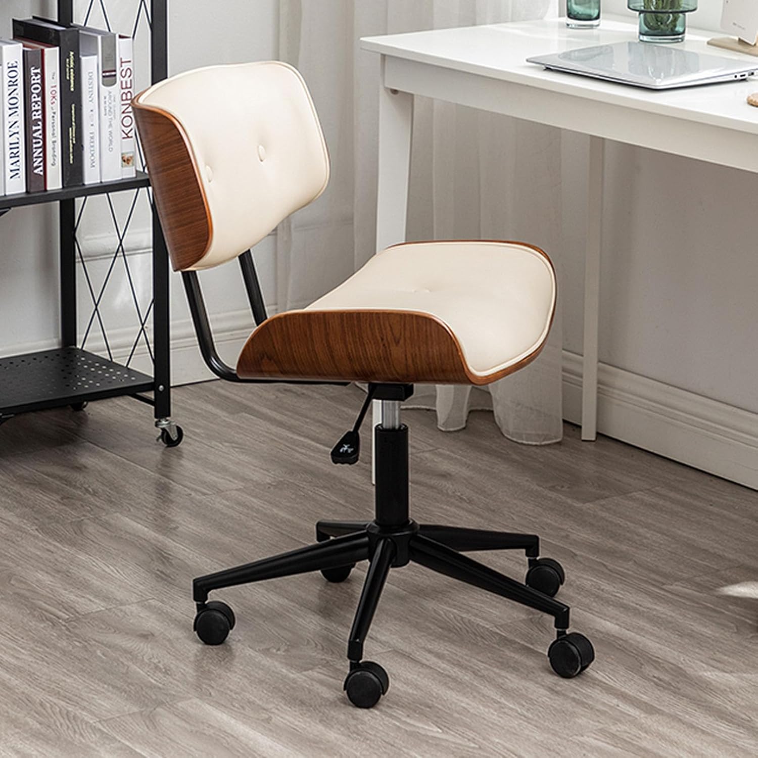 Home Office Chair PU Leather Ergonomic Desk Chair Height Adjustable Swivel Task Chair, Computer Executive Chair for Home Office Living Room Study