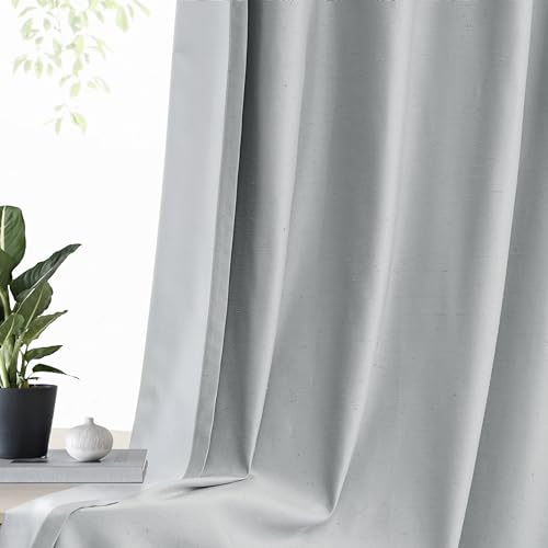 WEST LAKE 108 Inches Cream Pinch Pleated Blackout Curtain Panels with Full Room Darkening Liner,Extra Long Thermal Insulated Drapes,Modern Faux Silk Window Treatment for Bedroom,Living Room,25
