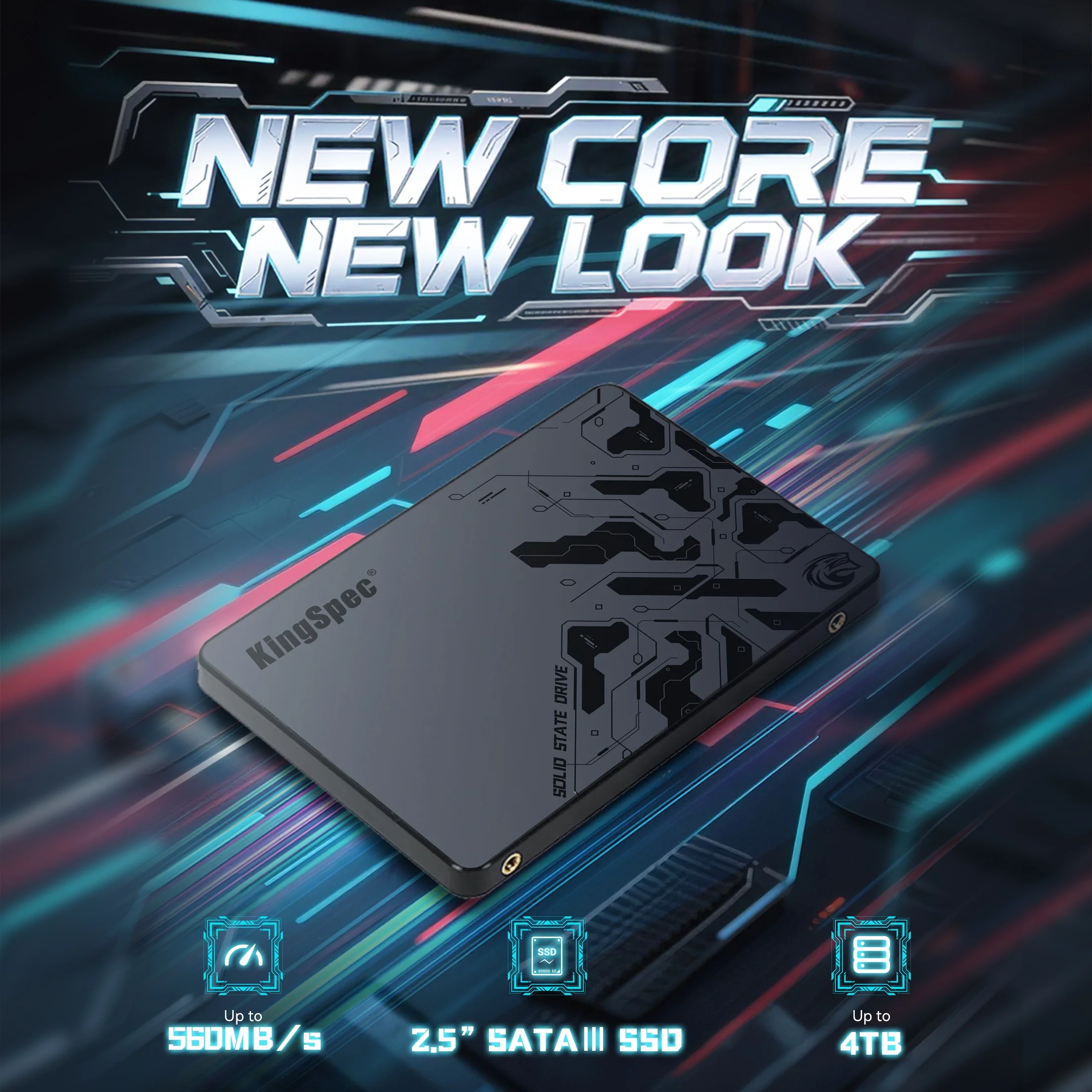 KingSpec V5 256GB 2.5" SATA3 SSD 3D NAND Flash Internal Solid State Drive Compatible with Gaming PS4 PS5 Laptop Desktop