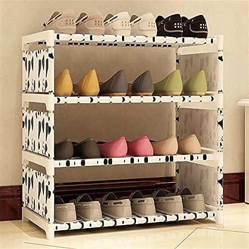 Shoe Rack 4Layers Simple Shoe Rack Removable Non-Woven Fabric Shoe Cabinets Space-Saving Stand Holder Entryway Shoe Shelves(Blue)