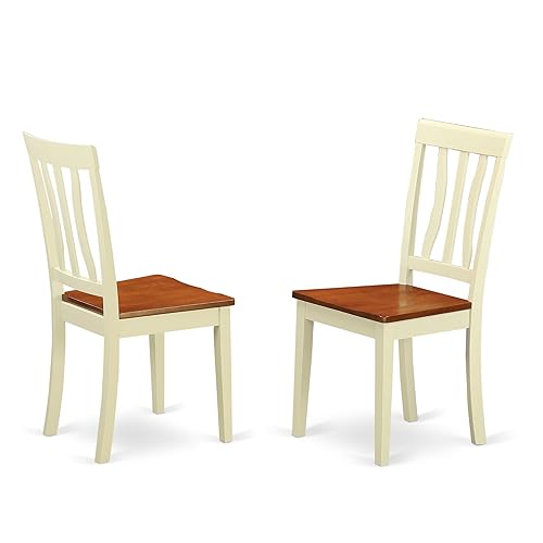 Ergode Antique Dining Chair | Solid Wood Top Wooden Seat | Buttermilk & Cherry Finish | Elegant & Functional | Set of 2