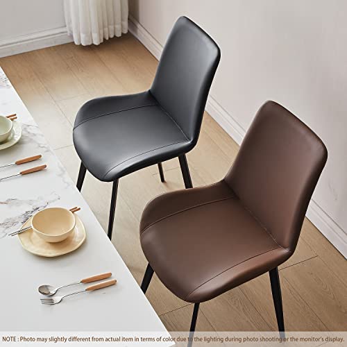 Dining Chairs, Modern Chairs Set of 4 Brown Chairs, Faux Leather Chairs with Metal Leg, Comfortable Kitchen Chairs for Dining room Living Room Kitchen Bedroom Cafe Bistro Restaurant