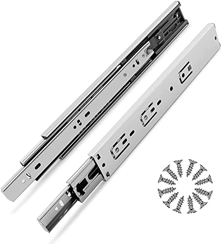 Gobrico Drawer Slides Furniture Hardware 22-inch 100 lb. Hydraulic Soft Close Full Extension Ball Bearing Runners 3Folds 2Pair
