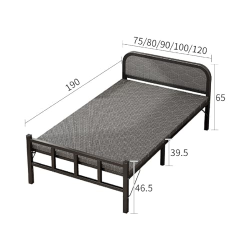 Fold Up Bed Queen Size Easy Set Up, No Assembly Required, Space Saving, Sturdy Support, Comfy Headrest, Multi-Purpose for Guests, Hospital Stay or Nap - Reinforced Steel Frame with Soft Headboard(90*1