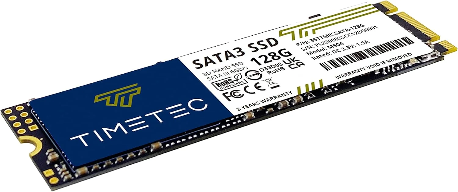 Timetec 128GB SSD, 3D NAND, M.2 2280 SATA III 6Gb/s, Read 550MB/s, 64TBW, Internal Drive