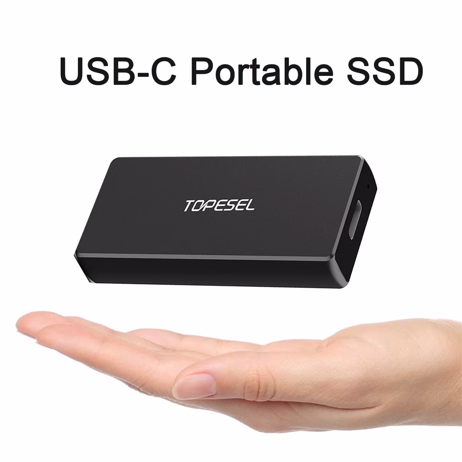 External Solid State Drive TOPESEL 500GB USB 3.1 Mini Portable SSD Black Up to 540MB/s Black