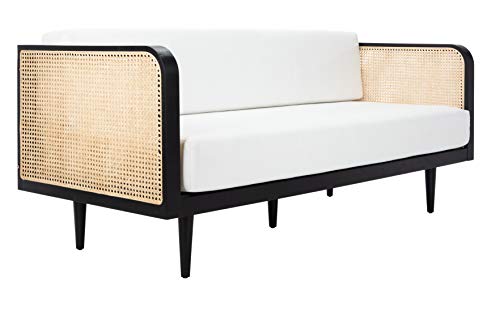 Safavieh Couture Helena French Mid-Century Natural and Beige Rattan Daybed, Single Extra Large