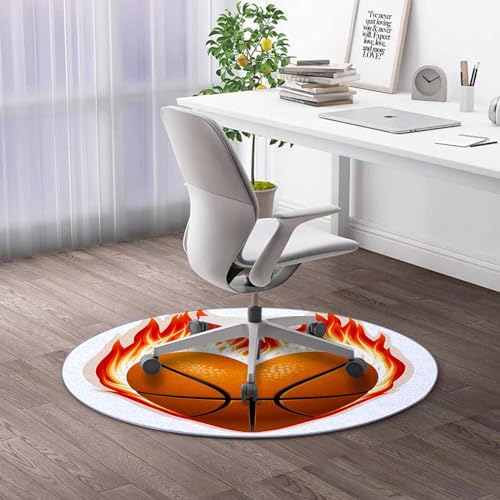 Round Rug 5 FT Christmas Chair Mats for Low Pile Merry Christmas Hard Floor Mat for Desk Office Carpeted Floor Mats for Computer Desk