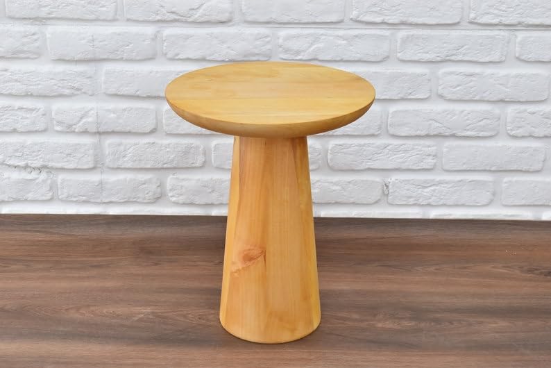 Coffee table in wood modern style, Side table, living room decoration, Plant Stand, tea table, housewarming gift, Mushroom end table (H: 18