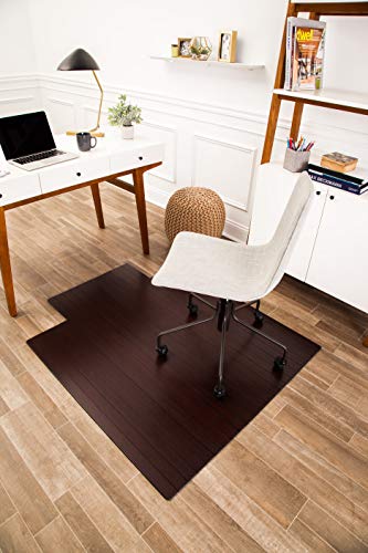 Anji Mountain Thickest and Sturdy Bamboo Chairmats Highly Premium Quality Anti-Slip Heavy Duty for Multi-Purpose Hardwood Floor Office & Home Floor Protector Chair mat-5mm Thick
